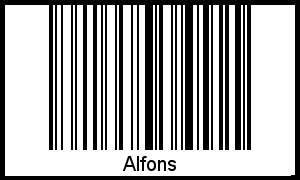 Der Voname Alfons als Barcode und QR-Code