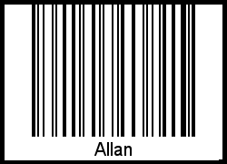 Der Voname Allan als Barcode und QR-Code