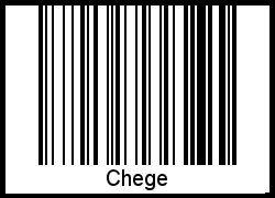Der Voname Chege als Barcode und QR-Code