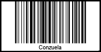 Der Voname Conzuela als Barcode und QR-Code