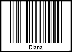 Der Voname Diana als Barcode und QR-Code