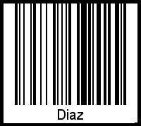 Der Voname Diaz als Barcode und QR-Code
