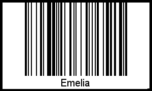 Der Voname Emelia als Barcode und QR-Code