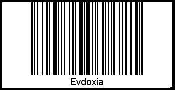 Der Voname Evdoxia als Barcode und QR-Code