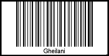 Der Voname Gheilani als Barcode und QR-Code