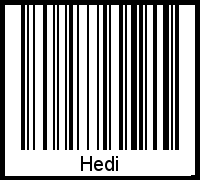 Der Voname Hedi als Barcode und QR-Code