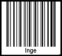 Der Voname Inge als Barcode und QR-Code