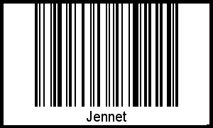 Der Voname Jennet als Barcode und QR-Code
