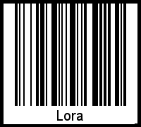 Der Voname Lora als Barcode und QR-Code