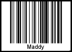 Der Voname Maddy als Barcode und QR-Code