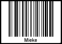 Der Voname Mieke als Barcode und QR-Code