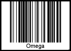 Der Voname Omega als Barcode und QR-Code