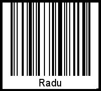 Der Voname Radu als Barcode und QR-Code