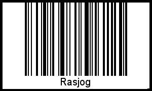Der Voname Rasjog als Barcode und QR-Code