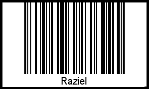Der Voname Raziel als Barcode und QR-Code
