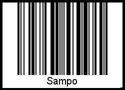 Der Voname Sampo als Barcode und QR-Code