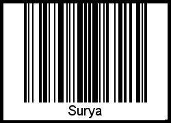 Der Voname Surya als Barcode und QR-Code