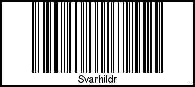 Der Voname Svanhildr als Barcode und QR-Code