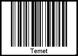 Der Voname Temet als Barcode und QR-Code