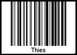 Der Voname Thies als Barcode und QR-Code
