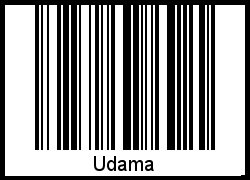 Der Voname Udama als Barcode und QR-Code