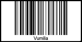 Der Voname Vumilia als Barcode und QR-Code