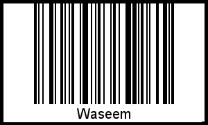 Der Voname Waseem als Barcode und QR-Code