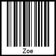 Der Voname Zoe als Barcode und QR-Code