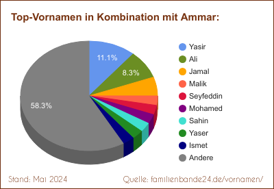 Tortendiagramm über beliebte Doppel-Vornamen mit Ammar
