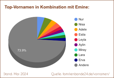 Tortendiagramm: Die beliebtesten Vornamen in Kombination mit Emine