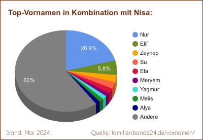 Tortendiagramm: Die beliebtesten Vornamen in Kombination mit Nisa