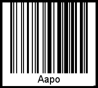 Aapo als Barcode und QR-Code