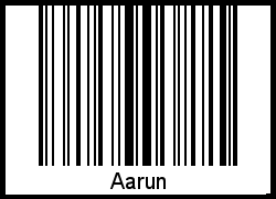 Der Voname Aarun als Barcode und QR-Code