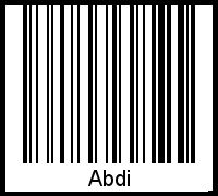 Der Voname Abdi als Barcode und QR-Code