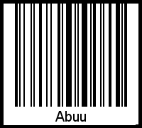 Der Voname Abuu als Barcode und QR-Code