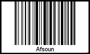 Der Voname Afsoun als Barcode und QR-Code
