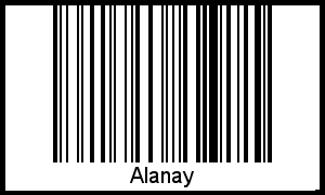 Der Voname Alanay als Barcode und QR-Code