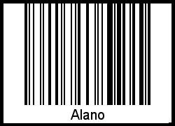Der Voname Alano als Barcode und QR-Code