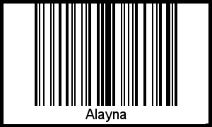Der Voname Alayna als Barcode und QR-Code