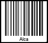 Der Voname Alca als Barcode und QR-Code