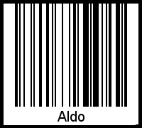 Interpretation von Aldo als Barcode