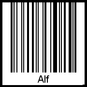 Der Voname Alf als Barcode und QR-Code