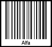 Der Voname Alfa als Barcode und QR-Code