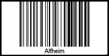 Der Voname Alfheim als Barcode und QR-Code
