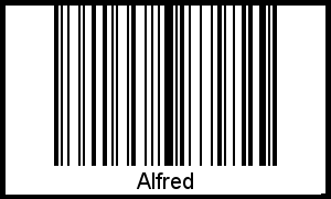 Der Voname Alfred als Barcode und QR-Code