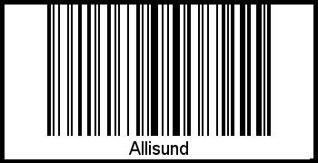 Der Voname Allisund als Barcode und QR-Code