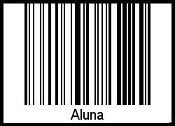 Barcode des Vornamen Aluna