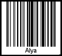Der Voname Alya als Barcode und QR-Code