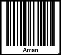 Der Voname Aman als Barcode und QR-Code