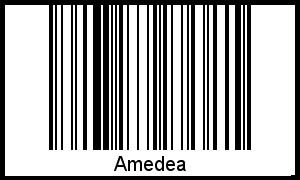 Der Voname Amedea als Barcode und QR-Code